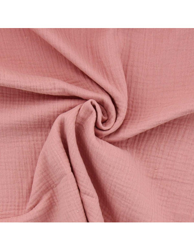 Tejido de doble gasa de algodón - Rosa té