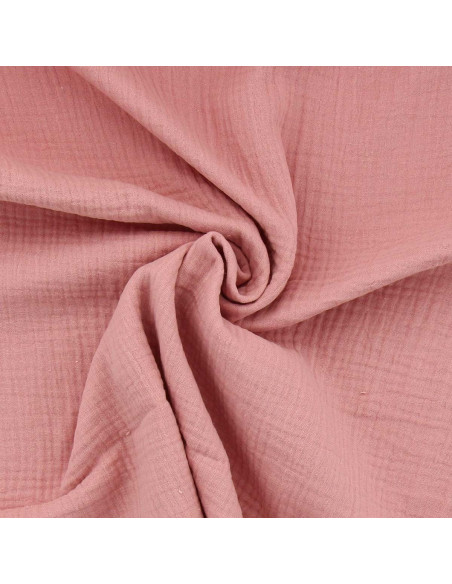 Tejido de doble gasa de algodón - Rosa té