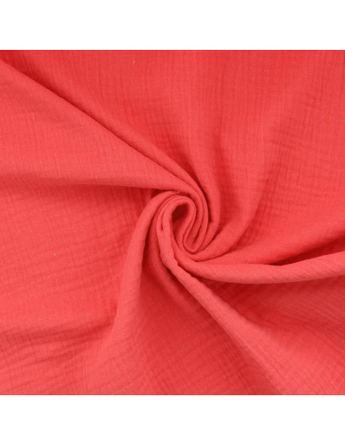 Tejido de doble gasa de algodón - Coral