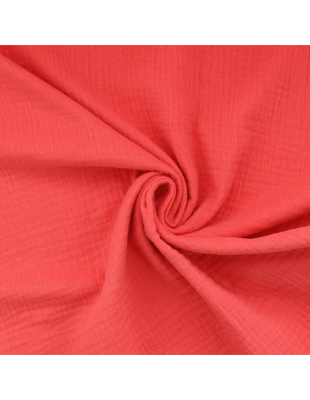 Tejido de doble gasa de algodón - Coral