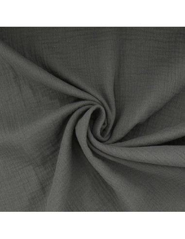 Tejido de doble gasa de algodón - Gris oscuro