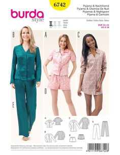 Patrón de pijamas y camisón - Burda 6742