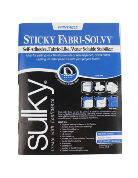 Juego de 12 hojas de estabilizador Sulky Sticky Fabri Solvy