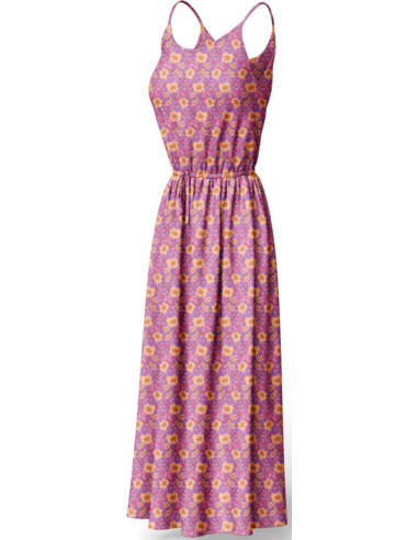 Tejido de viscosa fantasía - Julissa violeta y naranja