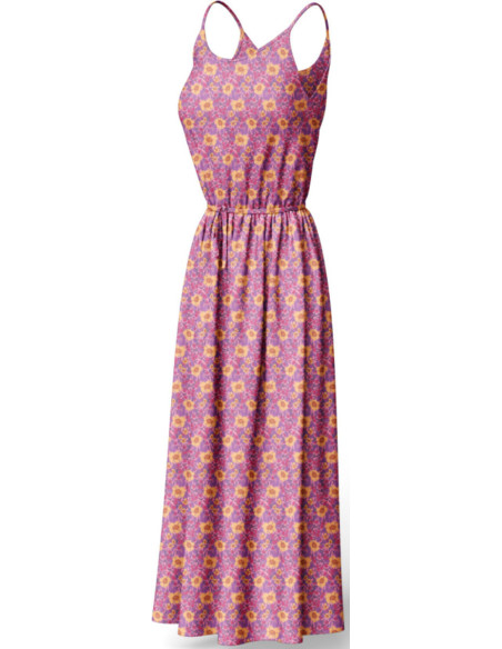Tejido de viscosa fantasía - Julissa violeta y naranja