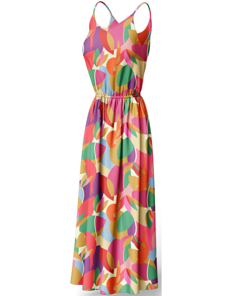 Tejido de viscosa fantasía - Paradiz naranja y rosa