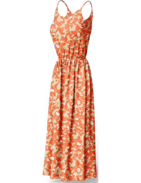 Tejido de viscosa fantasía - Boti beige y naranja
