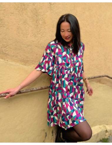 Tejido satén viscosa Néo Pop - My Dress Made