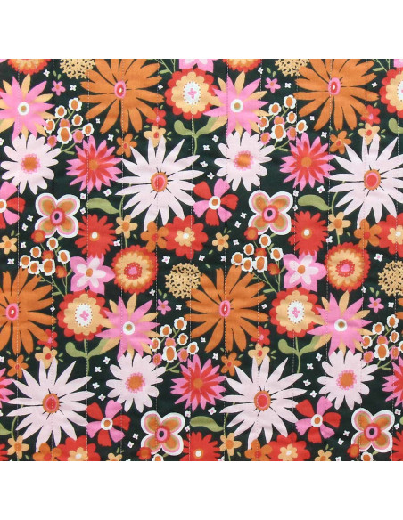 Tejido de algodón acolchado - Infancia verde y naranja