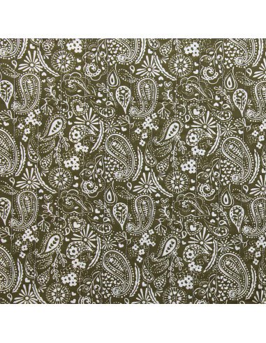 Tejido de algodón acolchado - Karula lino y verde