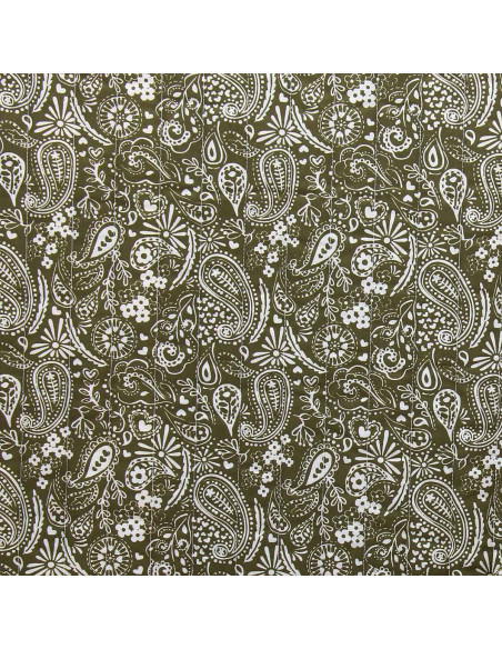 Tejido de algodón acolchado - Karula lino y verde