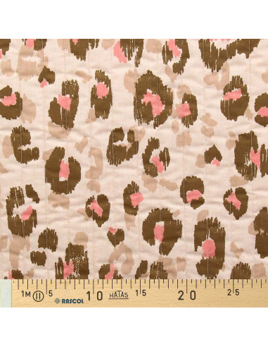 Tejido de algodón acolchado - Karula lino y verde