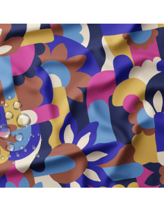 Tejido impermeable para chubasquero - Naive azul y marrón