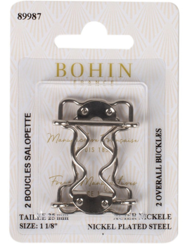 Hebillas especiales para peto 25 mm plata Bohin