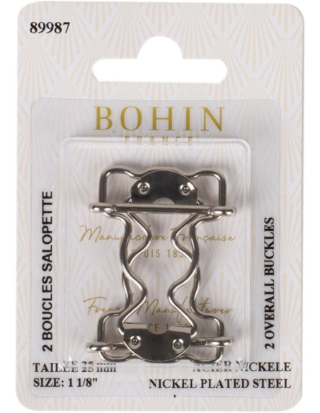 Hebillas especiales para peto 25 mm plata Bohin
