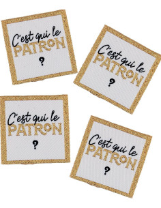 Lote de 4 etiquetas para coser - ¿Quién es el jefe?