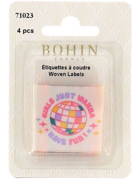 Juego de 4 etiquetas para coser - Las chicas solo quieren divertirse