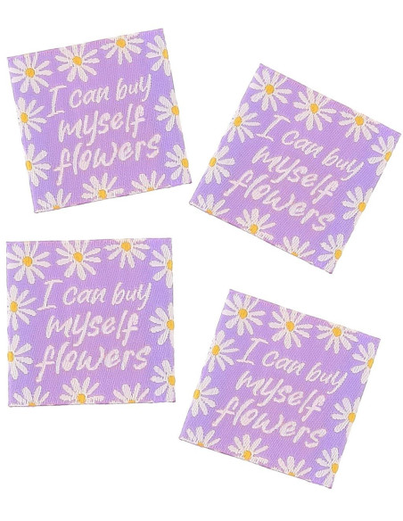 Juego de 4 etiquetas para coser - Puedo comprarme flores
