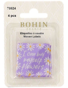 Juego de 4 etiquetas para coser - Puedo comprarme flores 2
