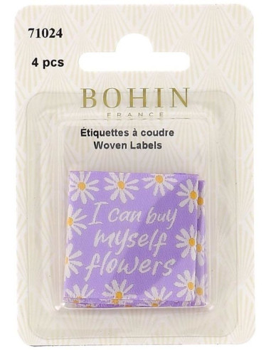 Juego de 4 etiquetas para coser - Puedo comprarme flores