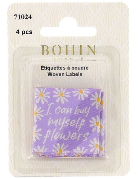 Juego de 4 etiquetas para coser - Puedo comprarme flores