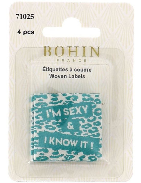 Lote de 4 etiquetas para coser - ¡Soy sexy y lo sé!