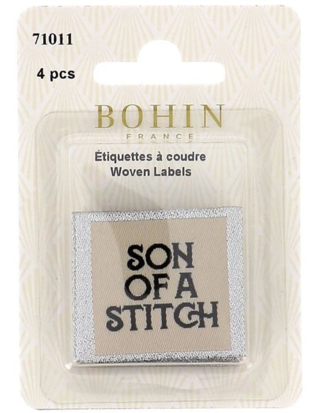 Juego de 4 etiquetas para coser - Son of a stitch