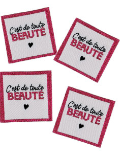 Juego de 4 etiquetas para coser - Es de toda belleza