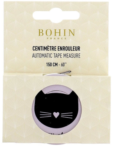 Cinta métrica retráctil 150 cm Gato negro Bohin