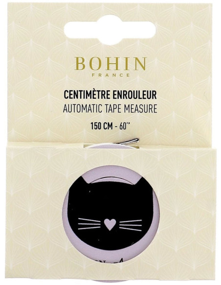 Cinta métrica retráctil 150 cm Gato negro Bohin