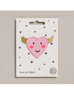 Parche termoadhesivo - Corazón rosa alado