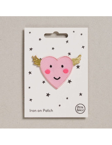Parche termoadhesivo - Corazón rosa alado