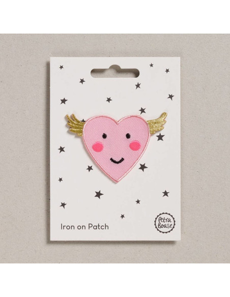 Parche termoadhesivo - Corazón rosa alado