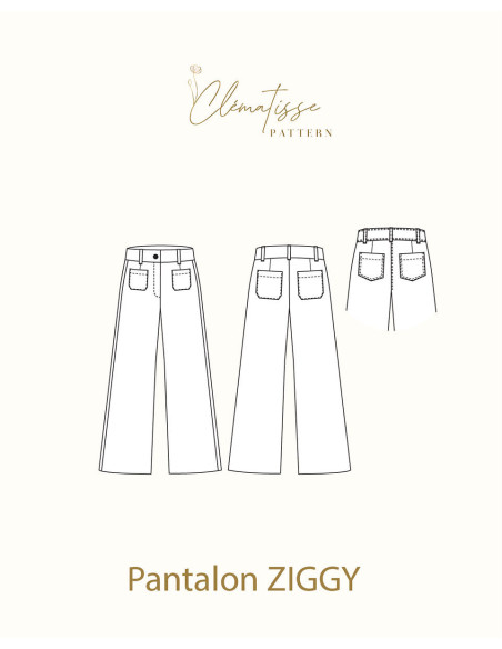 Patrón de pantalón Ziggy - Clématisse Pattern