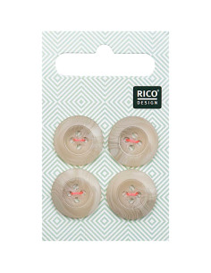 Tarjeta de 4 botones de concha con aspecto de cuerno - Beige 17 mm