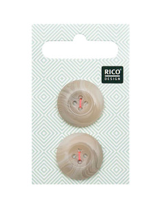 Tarjeta de 2 botones de concha con aspecto de cuerno - Beige 22 mm