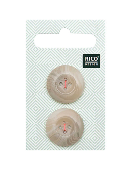 Tarjeta de 2 botones de concha con aspecto de cuerno - Beige 22 mm
