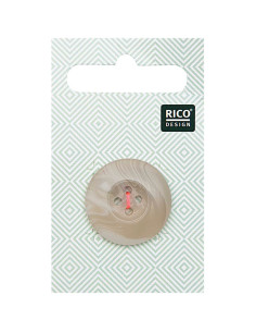 Tarjeta de 1 botón escama aspecto cuerno - Beige 25 mm