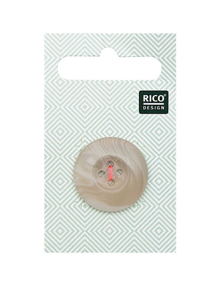 Tarjeta de 1 botón escama aspecto cuerno - Beige 25 mm