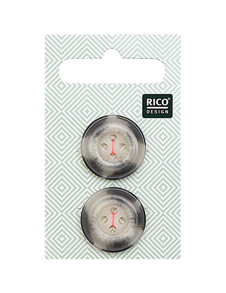Tarjeta de 2 botones con apariencia de cuerno - Beige y gris 22 mm