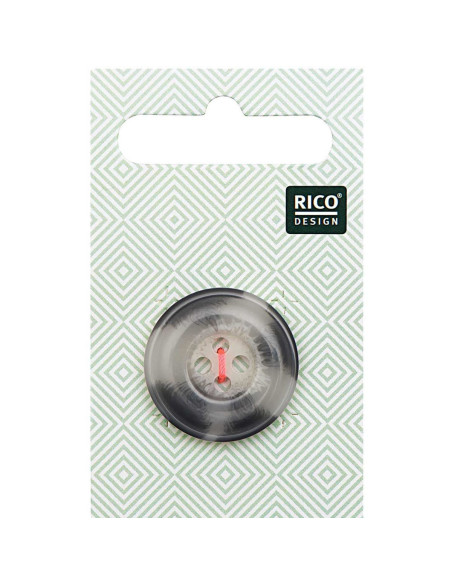 Botón de 1 agujero con apariencia de cuerno - Beige y gris 25 mm