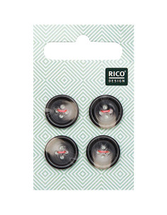 Tarjeta de 4 botones de concha con aspecto de cuerno - Gris 15 mm