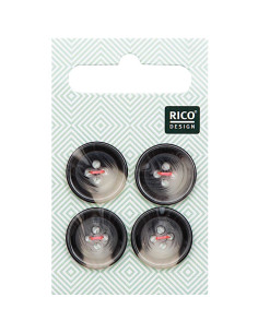 Tarjeta de 4 botones de concha con aspecto de cuerno - Gris 17 mm