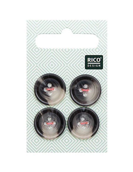Tarjeta de 4 botones de concha con aspecto de cuerno - Gris 17 mm