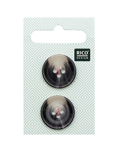 Tarjeta de 2 botones de concha con aspecto de cuerno - Gris 22 mm