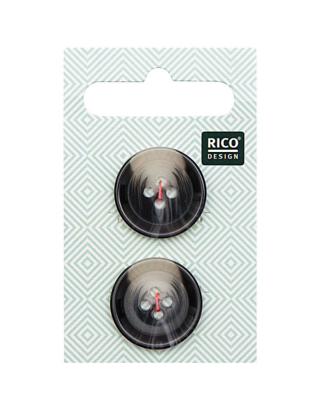 Tarjeta de 2 botones de concha con aspecto de cuerno - Gris 22 mm