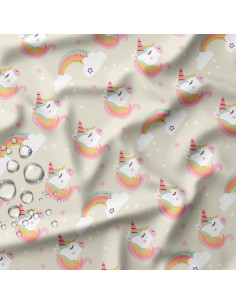 Tejido impermeable para chubasquero - Lilyane gris y rosa