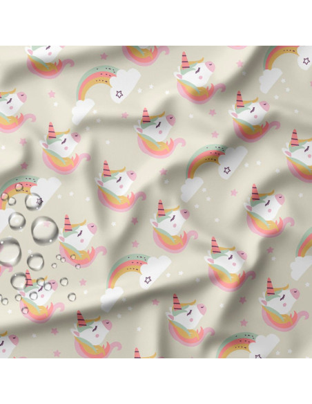 Tejido impermeable para chubasquero - Lilyane gris y rosa