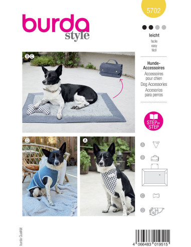 Patrón de accesorios para perros - Burda 5702