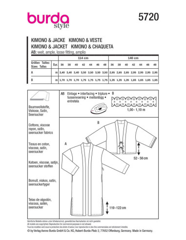 Patrón de chaqueta - Burda 5720